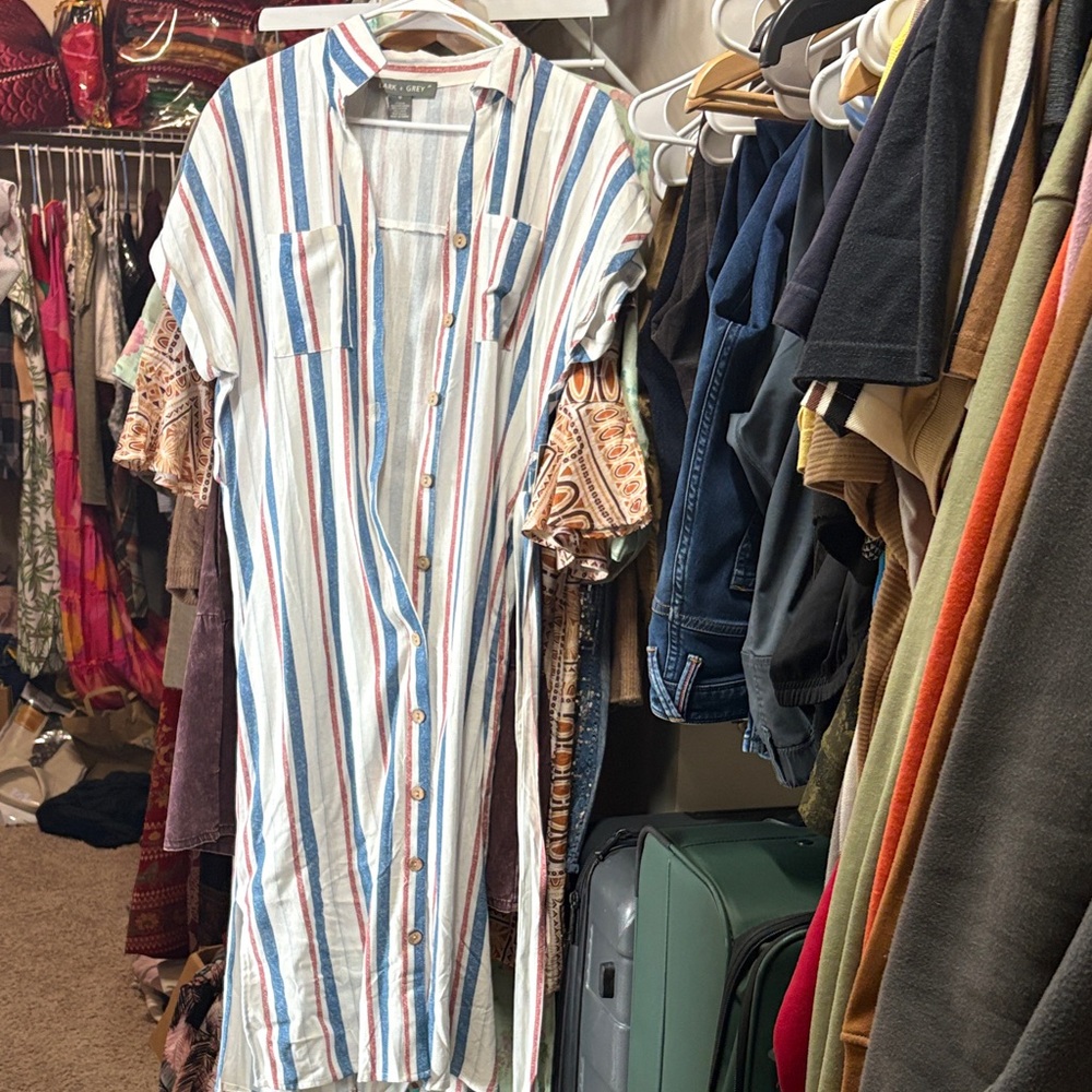 Striped Button-Down Dress perfect for 4 th of July events